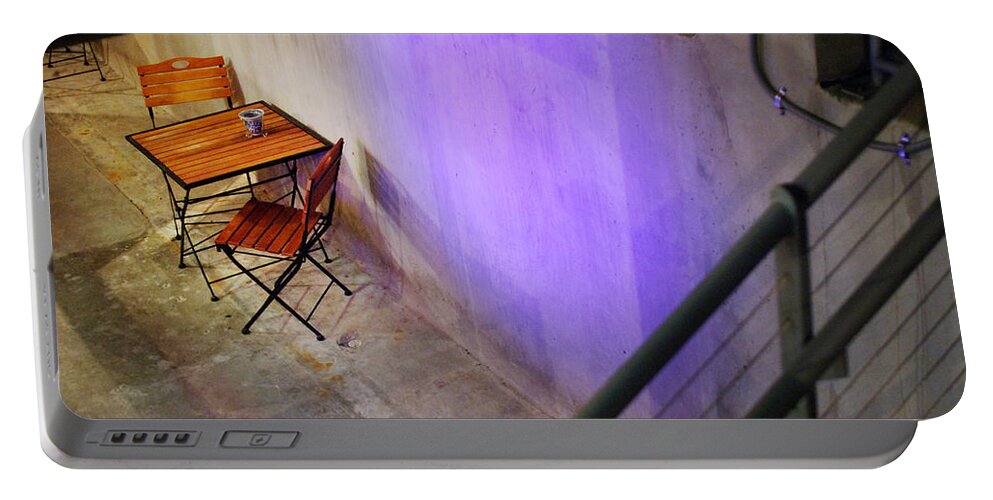 Cafe Portable Battery Charger featuring the photograph Table for Two by Jill Reger