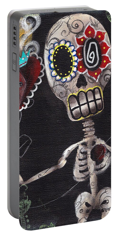 Day Of The Dead Portable Battery Charger featuring the painting Take my Heart by Abril Andrade
