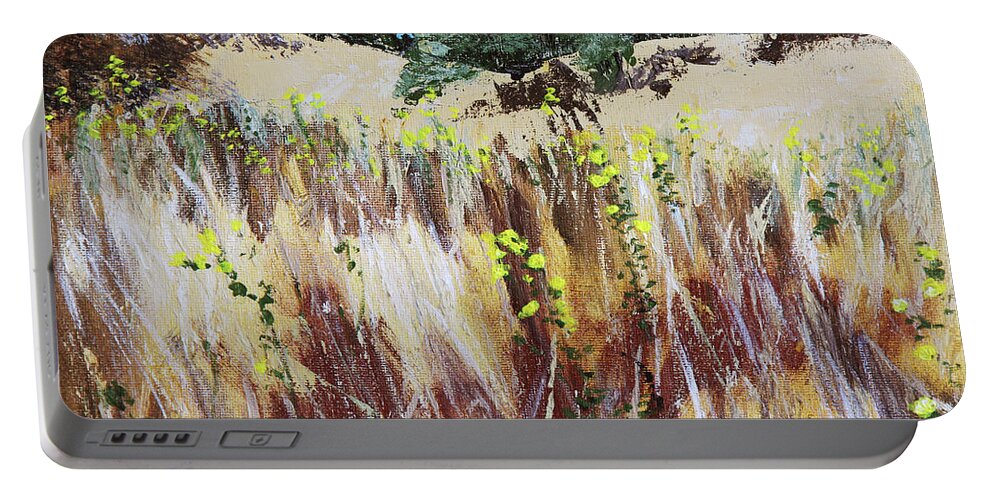 Grass Portable Battery Charger featuring the painting Tall Grass. Late Summer by Masha Batkova
