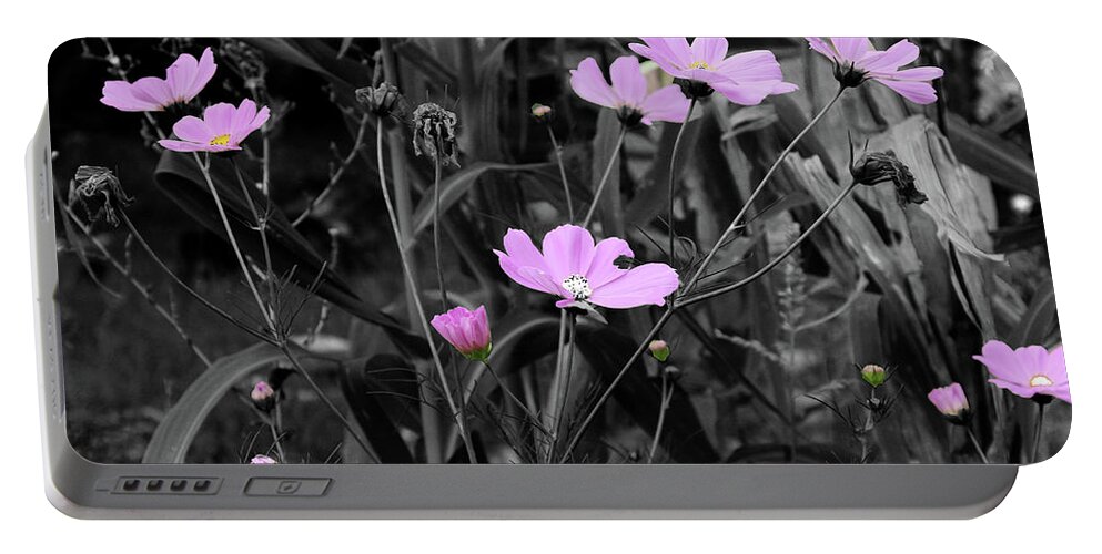 Pink Portable Battery Charger featuring the photograph Tall Pink Poppies by April Burton