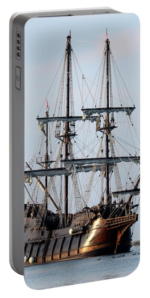 Tall Ship Challenge Portable Battery Charger featuring the photograph Tall Ship El Galeon Andalucia by Ann Bridges