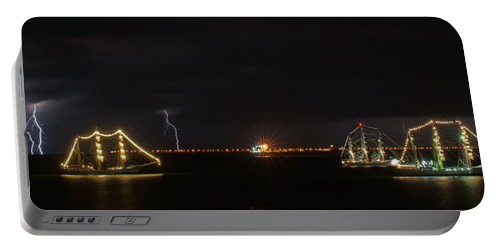 Ship Portable Battery Charger featuring the photograph Tall Ships During Storm by Alan Hutchins