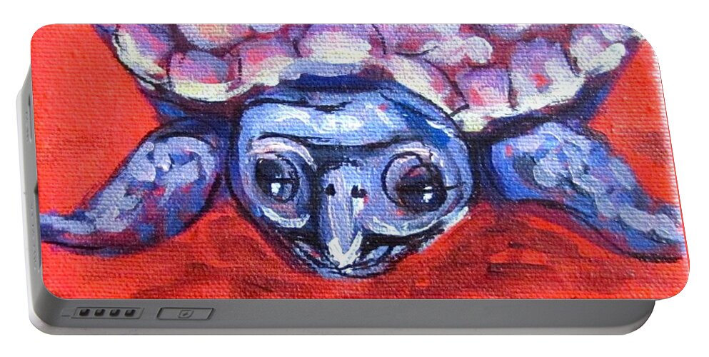 Turtle Portable Battery Charger featuring the painting Talula Turtle by Barbara O'Toole