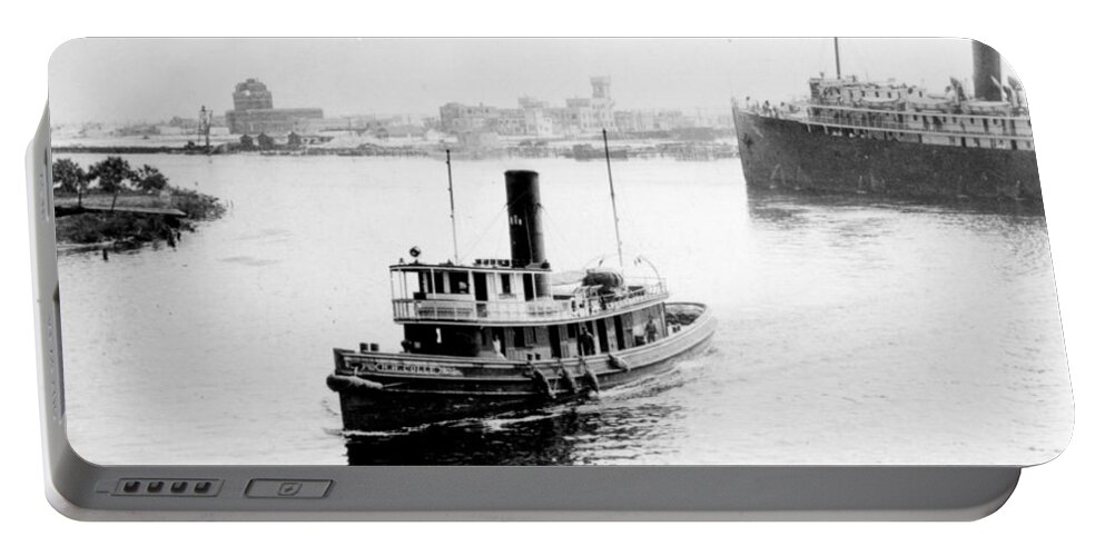 tampa Florida Portable Battery Charger featuring the photograph Tampa Florida - Harbor - c 1926 by International Images