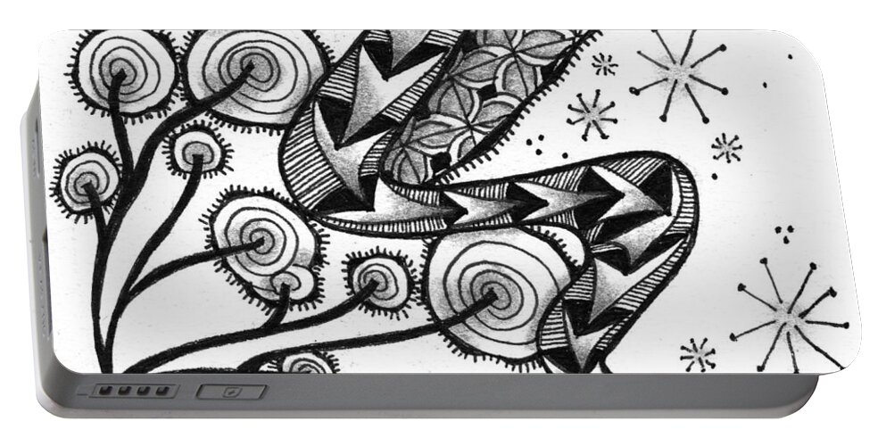 Serpent Portable Battery Charger featuring the drawing Tangled Serpent by Jan Steinle