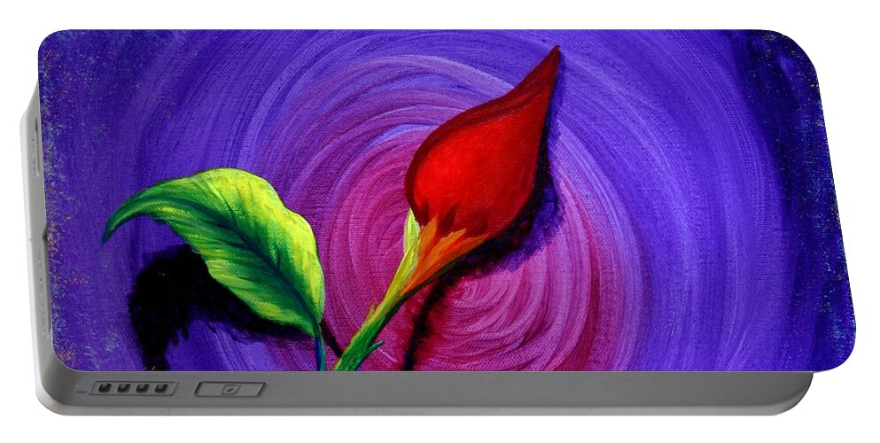 Rose Portable Battery Charger featuring the painting Tango by M E