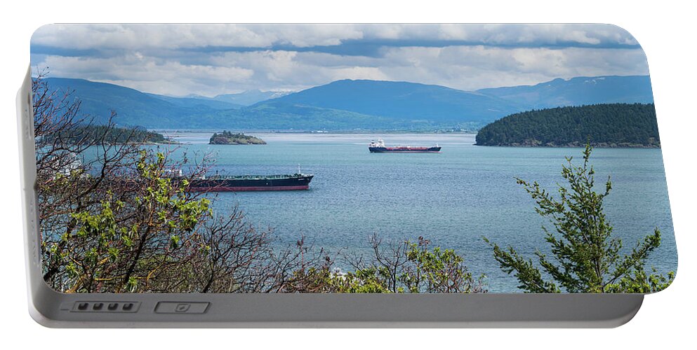 Tankers In Padilla Bay Portable Battery Charger featuring the photograph Tankers In Padilla Bay by Tom Cochran