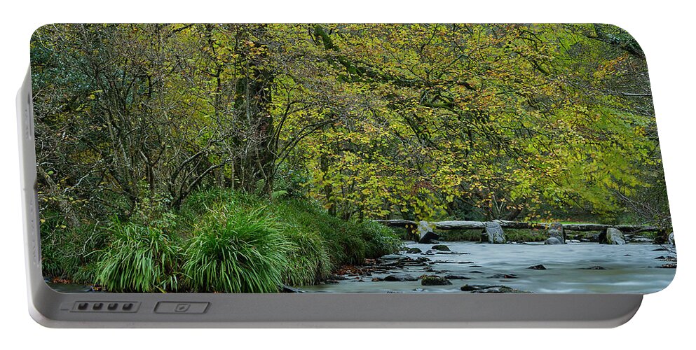 Tarr Steps Portable Battery Charger featuring the photograph Tarr Steps Clapper Bridge by Andy Myatt