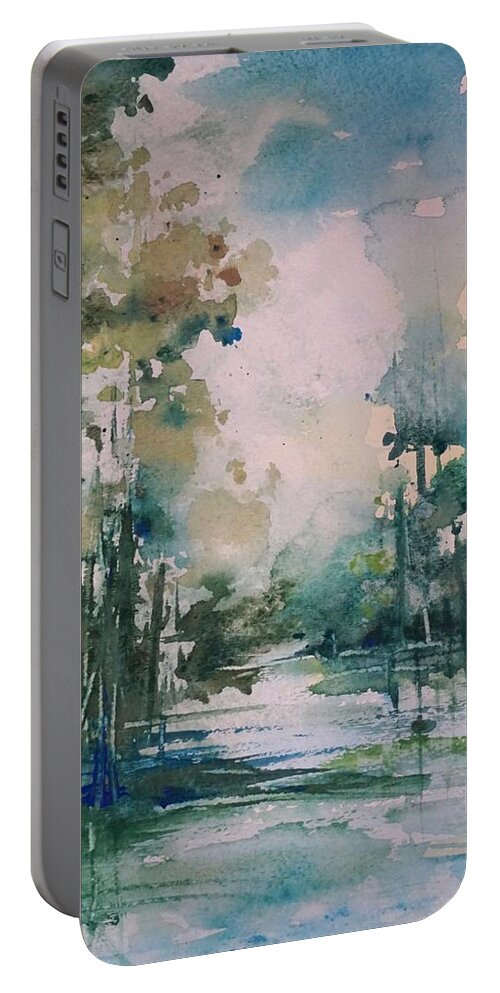 Tchefuncte River Portable Battery Charger featuring the painting Tchefuncte River by Robin Miller-Bookhout