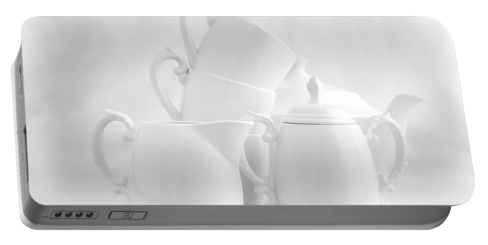 China Portable Battery Charger featuring the photograph Tea for Three in White by Tom Mc Nemar