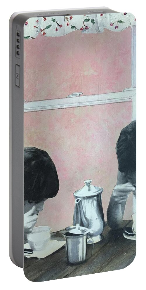 Tea Party Portable Battery Charger featuring the painting Tea Party by Leah Tomaino