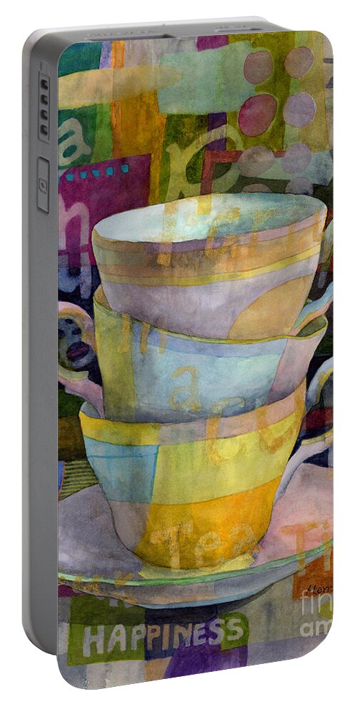 Tea Time Portable Battery Charger featuring the painting Tea Time by Hailey E Herrera