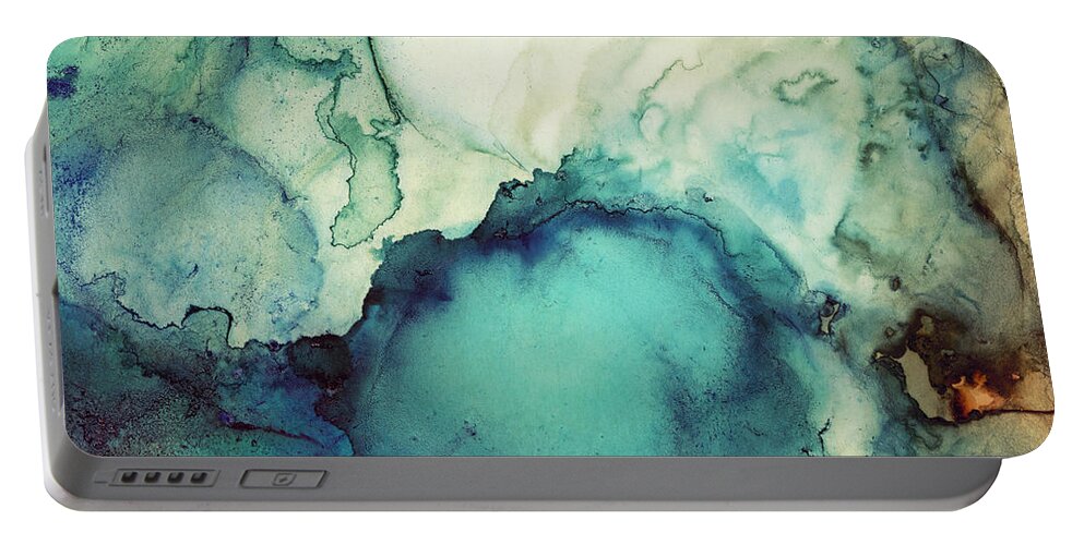 Teal Portable Battery Charger featuring the digital art Teal Abstract by Spacefrog Designs
