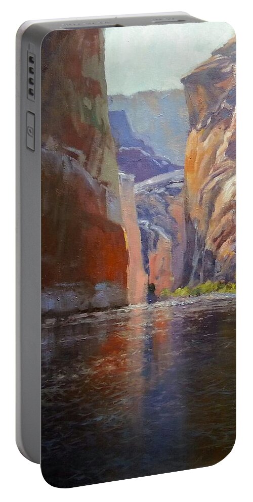  Portable Battery Charger featuring the painting Teapot Point Colorado River by Jessica Anne Thomas