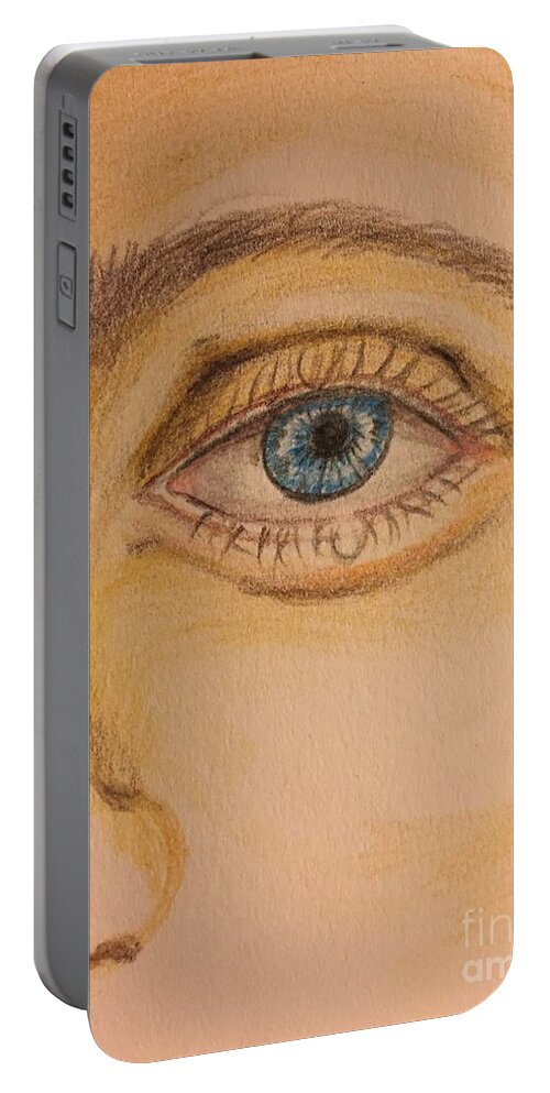 Color Pencil Drawing Portable Battery Charger featuring the painting Tear Drop by Brindha Naveen