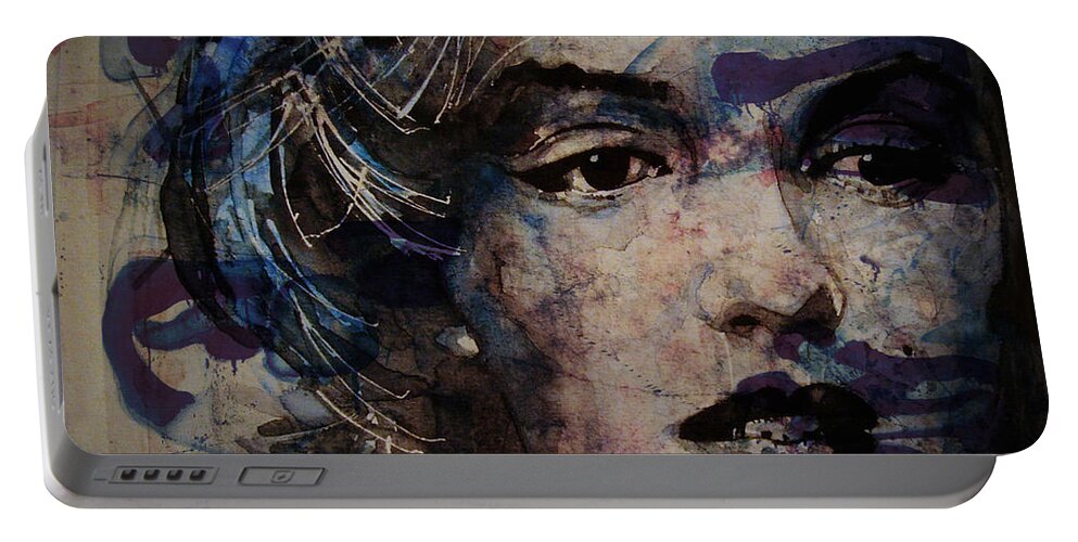 Marilyn Monroe Portable Battery Charger featuring the painting Tears Are How My Eye's Speak When My Lips Can't Describe How Much I Have Been Hurt by Paul Lovering