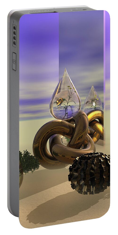 Surrealism Portable Battery Charger featuring the digital art Tears in the Desert by Judi Suni Hall