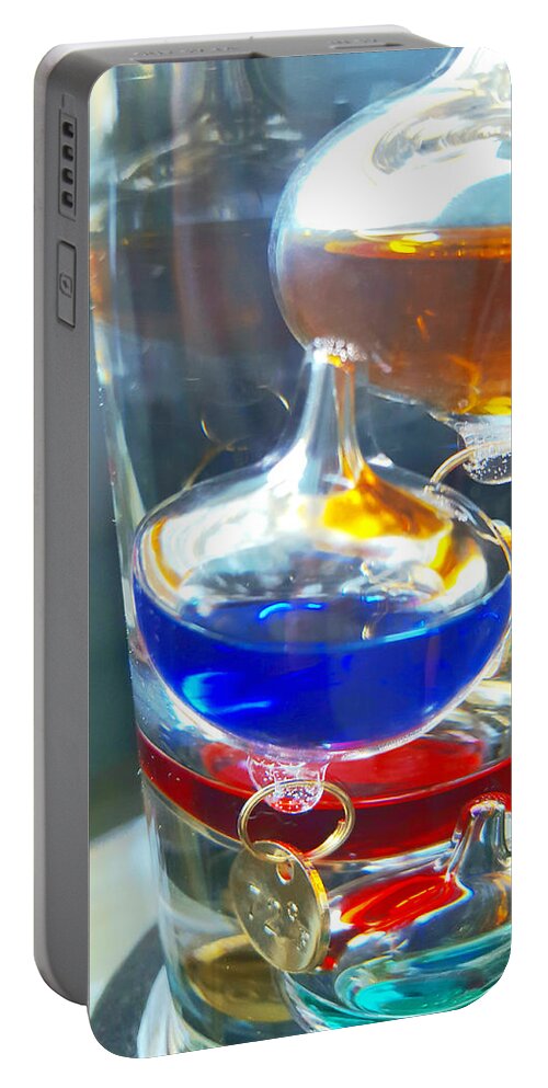 Galileo Thermometer Portable Battery Charger featuring the digital art Temperatures by Pamela Smale Williams