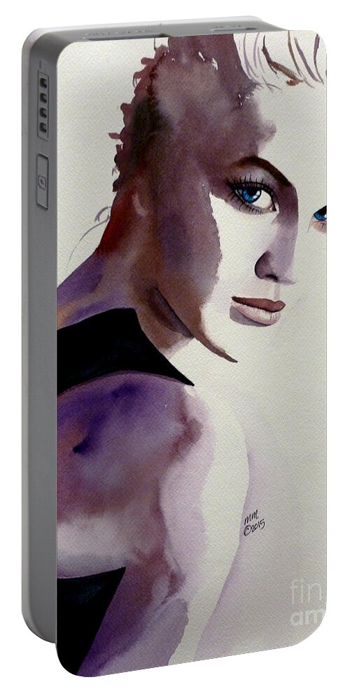 Blonde Portable Battery Charger featuring the painting Tenacious by Michal Madison
