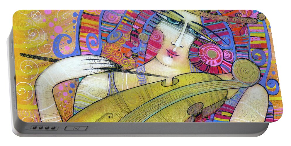Albena Portable Battery Charger featuring the painting Tender Violin by Albena Vatcheva