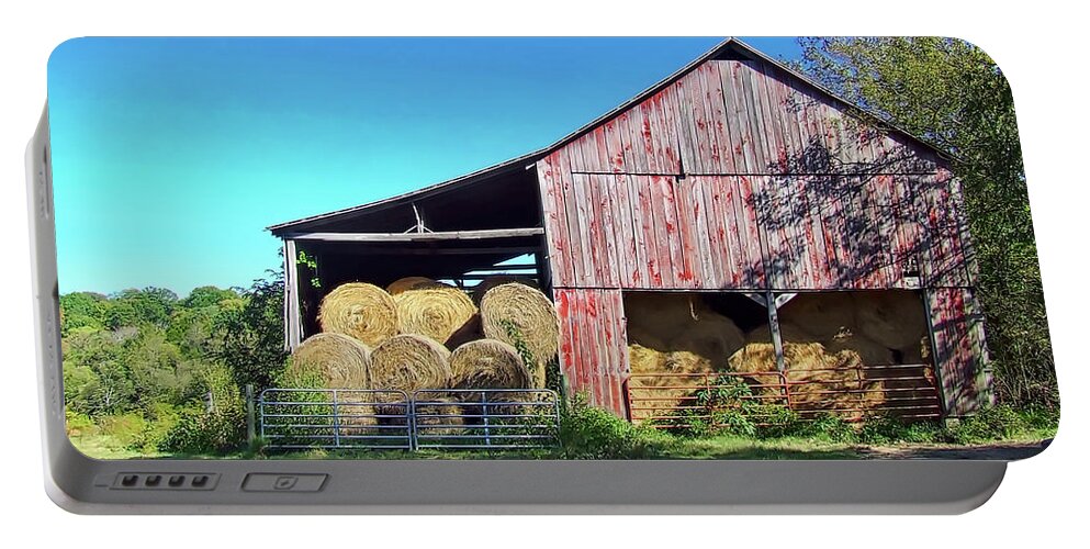 Hdr Photography Portable Battery Charger featuring the photograph Tennessee Hay Barn by Richard Gregurich