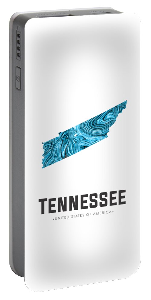 Tennessee Portable Battery Charger featuring the mixed media Tennessee Map Art Abstract in Blue by Studio Grafiikka
