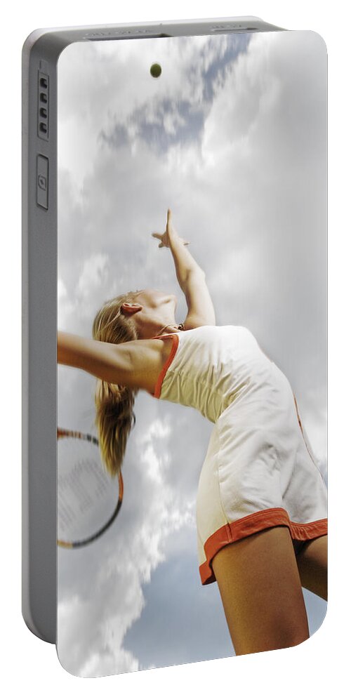 Woman Portable Battery Charger featuring the photograph Tennis serve by Steve Williams