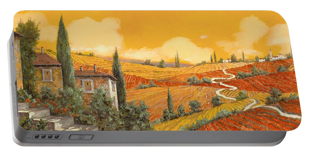 Tuscany Portable Battery Charger featuring the painting la terra di Siena by Guido Borelli