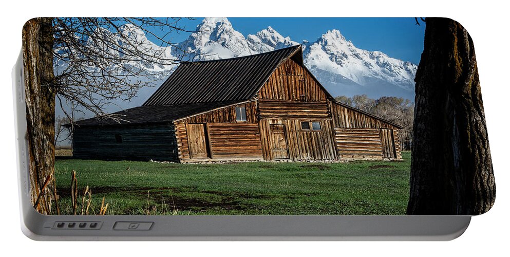 Tetons Portable Battery Charger featuring the photograph Moulton Barn and Tetons by Scott Read