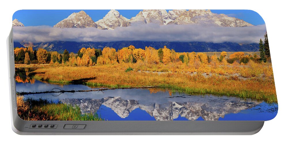 Tetons Portable Battery Charger featuring the photograph Teton Peaks Reflections by Greg Norrell