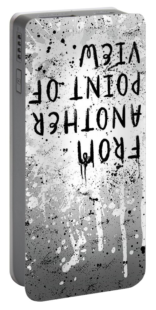 Life Motto Portable Battery Charger featuring the digital art TEXT ART From another point of view - splashes by Melanie Viola