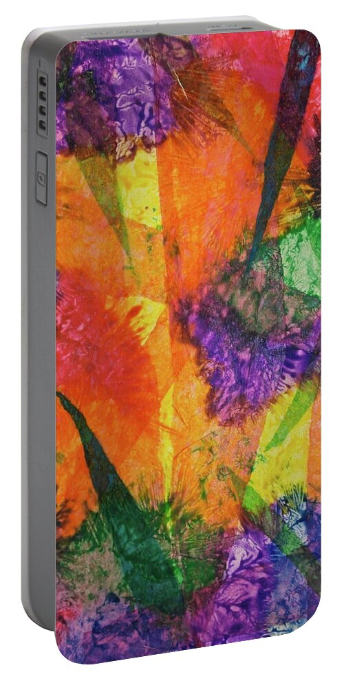 Colors Portable Battery Charger featuring the mixed media Texture Garden by Michele Myers
