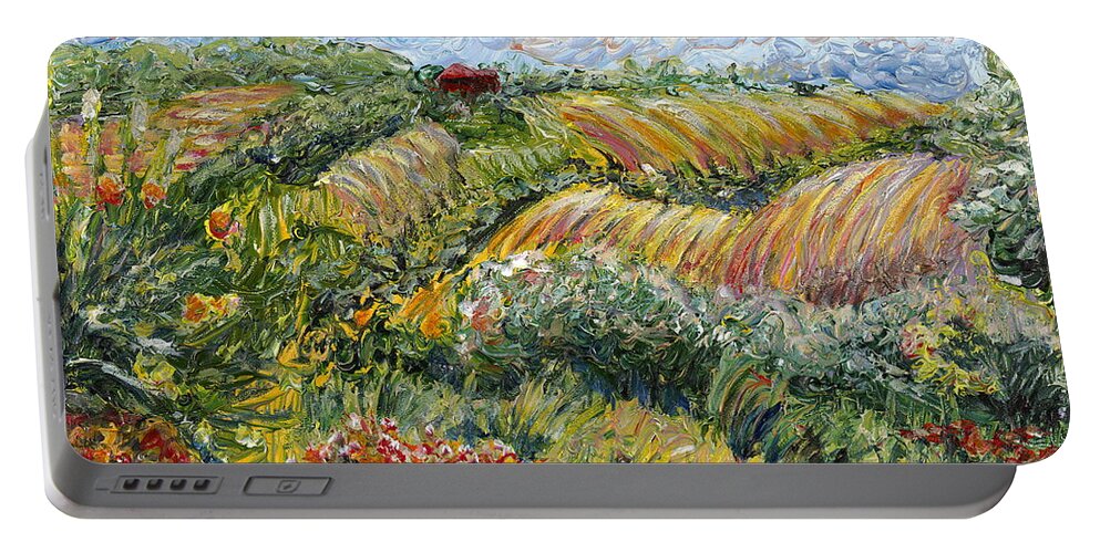 Texture Portable Battery Charger featuring the painting Textured Tuscan Hills by Nadine Rippelmeyer