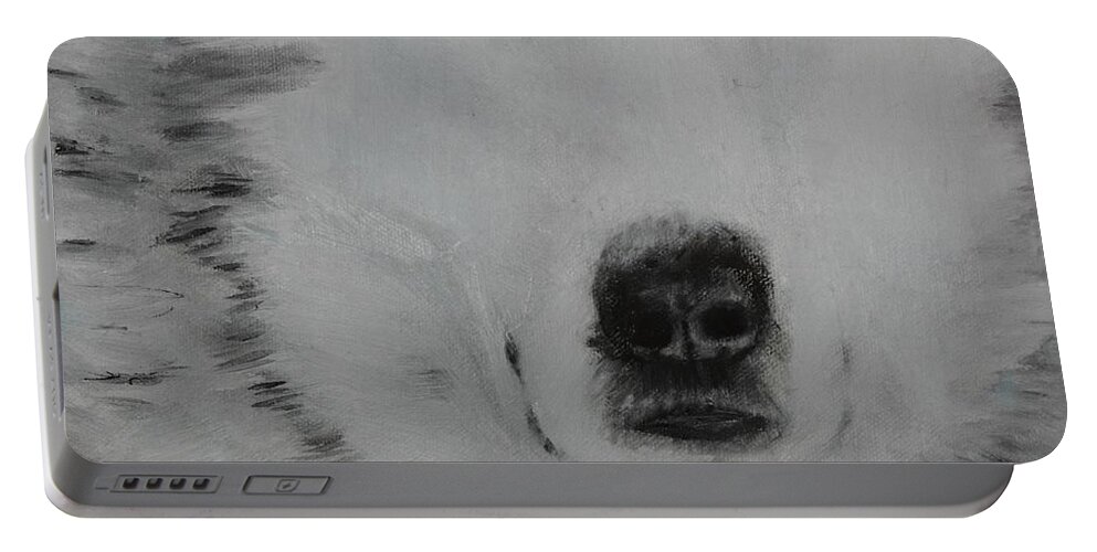 Wolfs Portable Battery Charger featuring the painting The Stare by Neslihan Ergul Colley