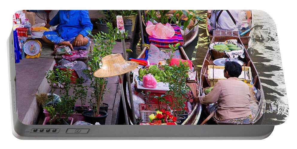 Thailand's Floating Market Portable Battery Charger featuring the photograph Thailand's Colorful Floating Market by Rene Triay FineArt Photos