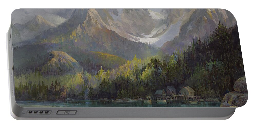 Michael Humphries Portable Battery Charger featuring the painting That Glorious LIght by Michael Humphries