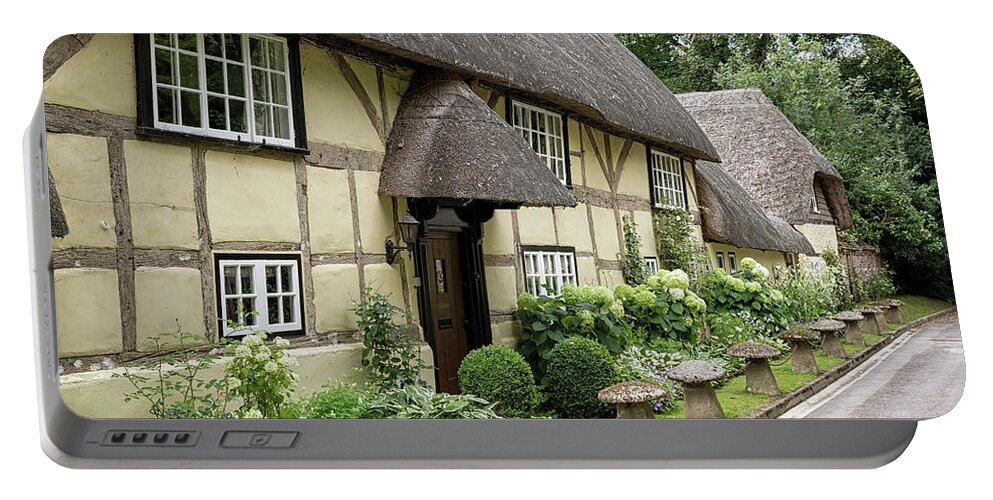 Cottage Portable Battery Charger featuring the photograph Thatched Cottages of Hampshire 25 by Shirley Mitchell