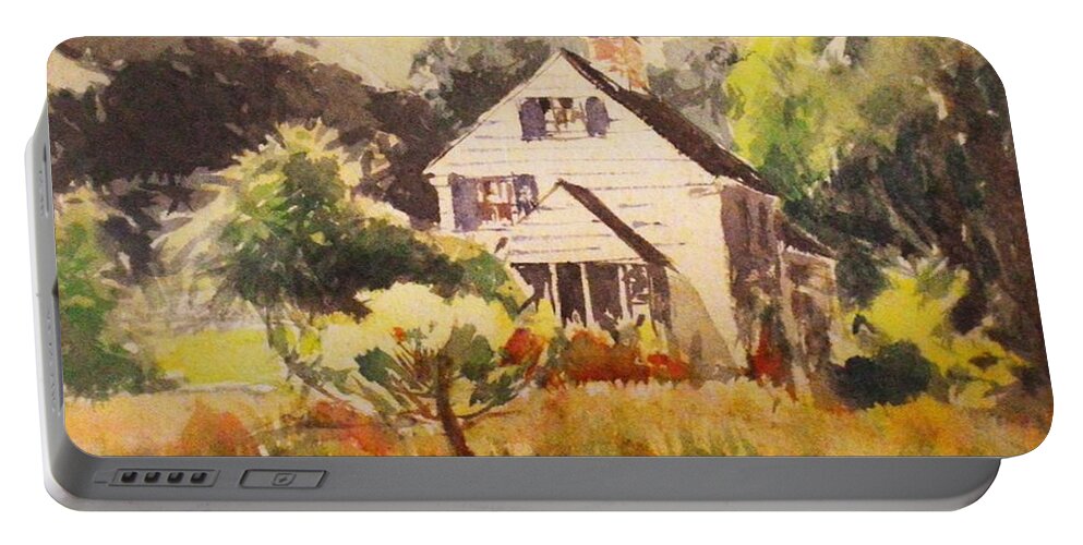 Watercolor Portable Battery Charger featuring the painting The Abandoned farmhouse by Stacie Siemsen