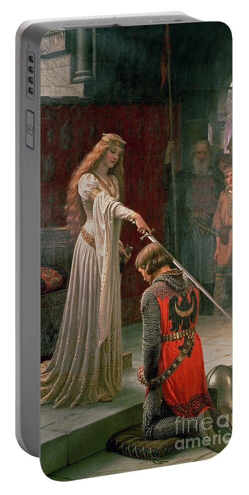 The Portable Battery Charger featuring the painting The Accolade by Edmund Blair Leighton