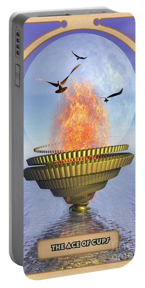 Magic Portable Battery Charger featuring the digital art The Ace of Cups by John Edwards