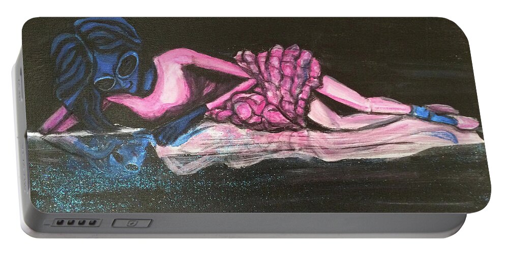 Ballerina Portable Battery Charger featuring the painting The Alien Ballerina by Similar Alien