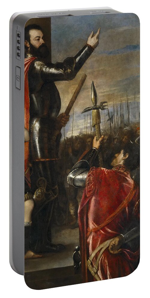 Titian Portable Battery Charger featuring the painting The Allocution of the Marquis del Vasto to his Troops by Titian