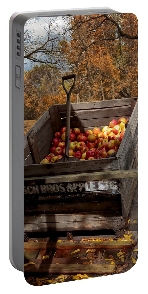 Apple Bin Portable Battery Charger featuring the photograph The Apple Bin by Susan Rissi Tregoning