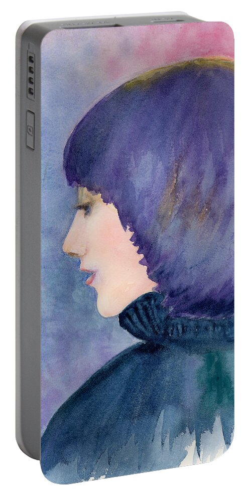 Portrait Portable Battery Charger featuring the painting The Artist at 26 by Wendy Keeney-Kennicutt