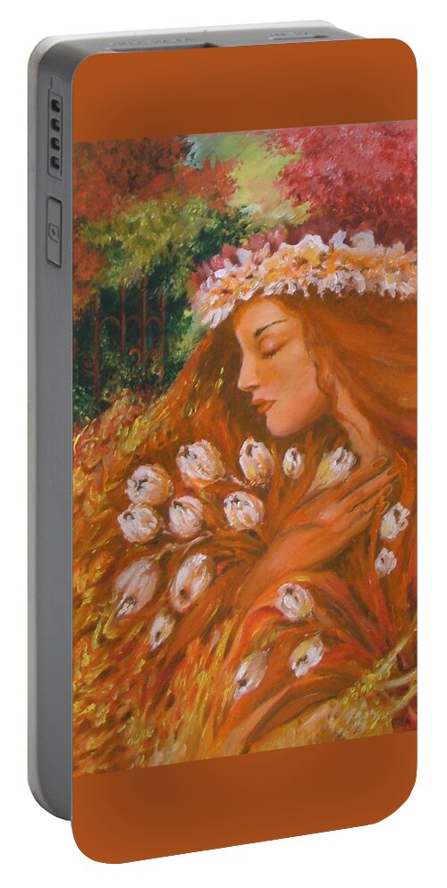 Acrylic Portable Battery Charger featuring the painting Autumn #2 by Rita Fetisov