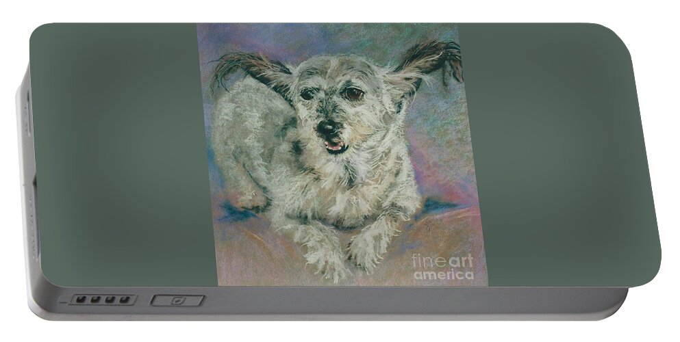Dog Portable Battery Charger featuring the pastel The Baby by Jodie Marie Anne Richardson Traugott     aka jm-ART