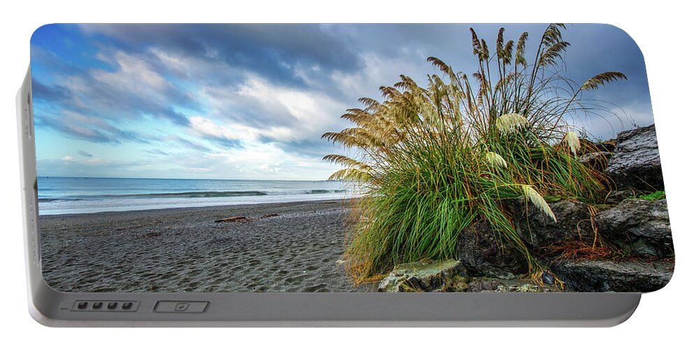 Brookings Portable Battery Charger featuring the photograph The Beach at Brookings by Walt Baker