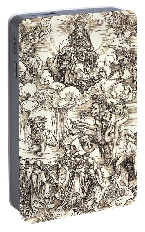 Durer Portable Battery Charger featuring the drawing The Beast with Two Horns like a Lamb by Albrecht Durer