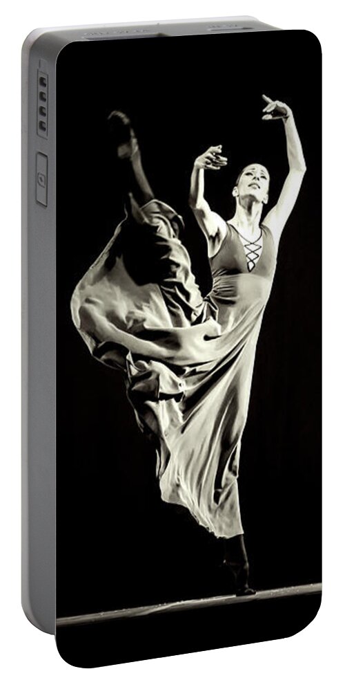 Ballet Portable Battery Charger featuring the photograph The beautiful ballerina dancing in long dress by Dimitar Hristov