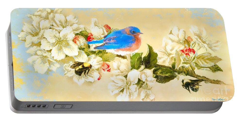 Bluebird Portable Battery Charger featuring the painting The Beautiful Bluebird by Tina LeCour